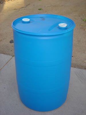 55 Gallon Barrel/Drum Closed Top - Blue - Side View